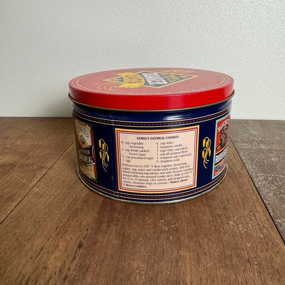 Quaker Oats 1983 VINTAGE Decorative storage tin Oatmeal Cookie Recipe - Picture 3 of 10